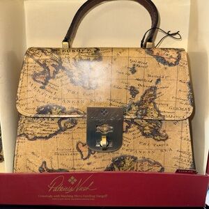Patricia Nash Brown Map Print Satchel